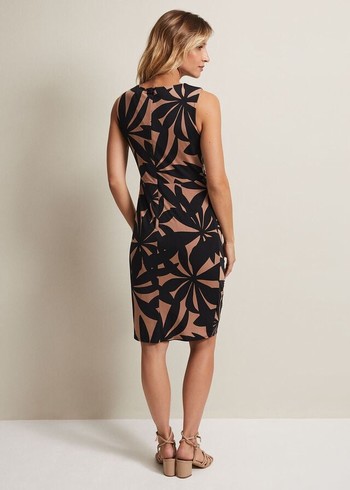 Phase Eight Joanna Leaf Print Bodycon Dress Black/Multicolor Canada | DELMFV-850